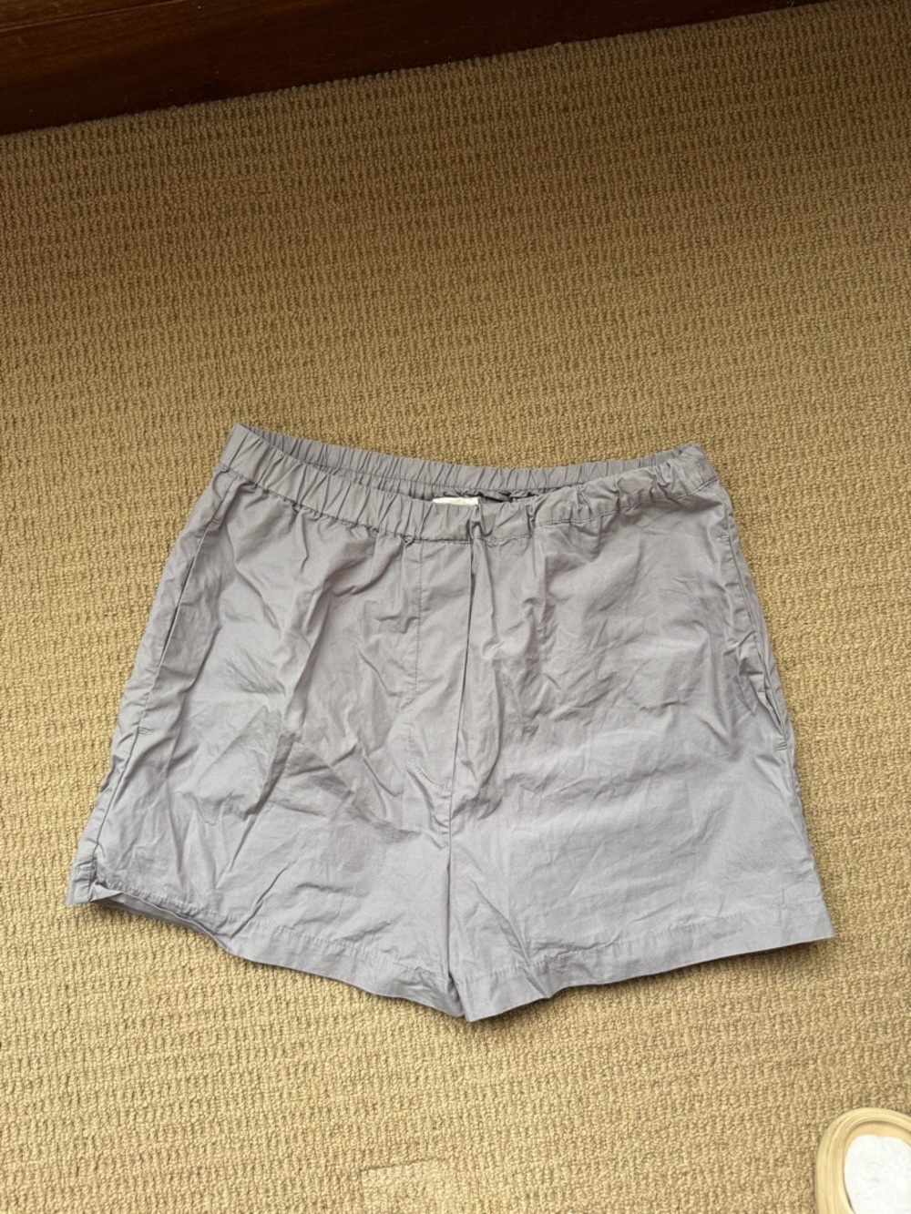 Light Gray/Purple Elastic Waist Shorts
